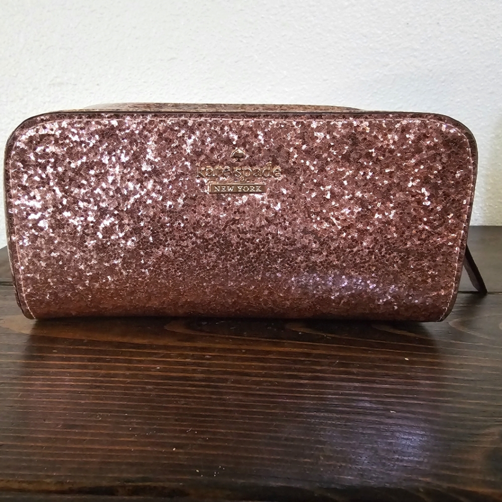Kate Spade Pink Glitter makeup bag
